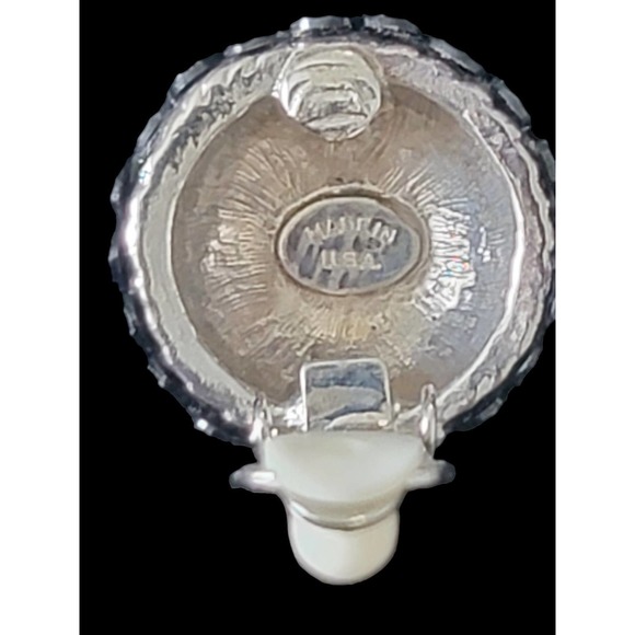 Vintage Pave Rhinestone Clip on Earrings Signed Made in USA - Picture 11 of 11